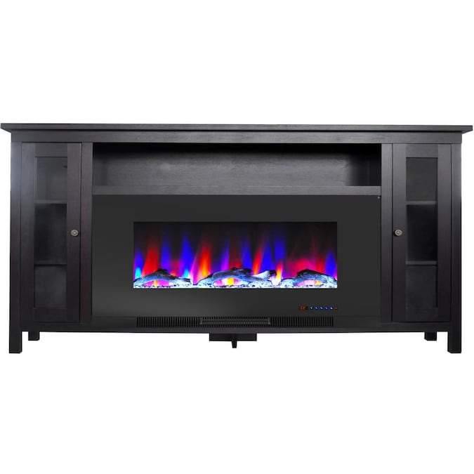 Cambridge Somerset 70-In. Electric Fireplace TV Stand with Multi-Color LED Flames, Driftwood Log Display, and Remote Control _ CAM6938-2MAH