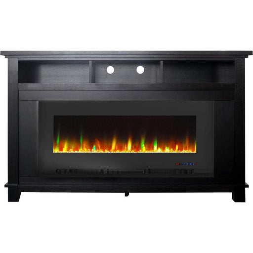 Cambridge San Jose Electric Fireplace TV Stand in Black with Color-Changing LED Fireplace Heater and Crystal Rock Display _ CAM5735-1BLK