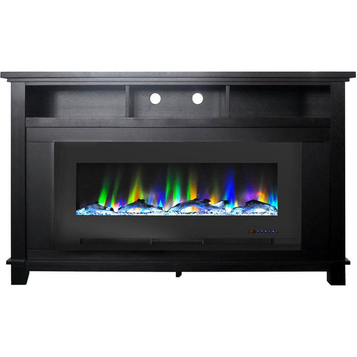 Cambridge San Jose Fireplace Entertainment Stand in Black with 50" Color-Changing Fireplace Insert and Driftwood Log Display _ CAM5735-2BLK