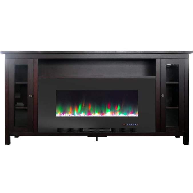 Cambridge Somerset 70-In. Black Electric Fireplace TV Stand with Multi-Color LED Flames, Crystal Rock Display, and Remote Control _ CAM6938-1COF