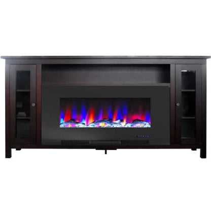 Cambridge Somerset 70-In. Electric Fireplace TV Stand with Multi-Color LED Flames, Driftwood Log Display, and Remote Control - CAM6938-2COF