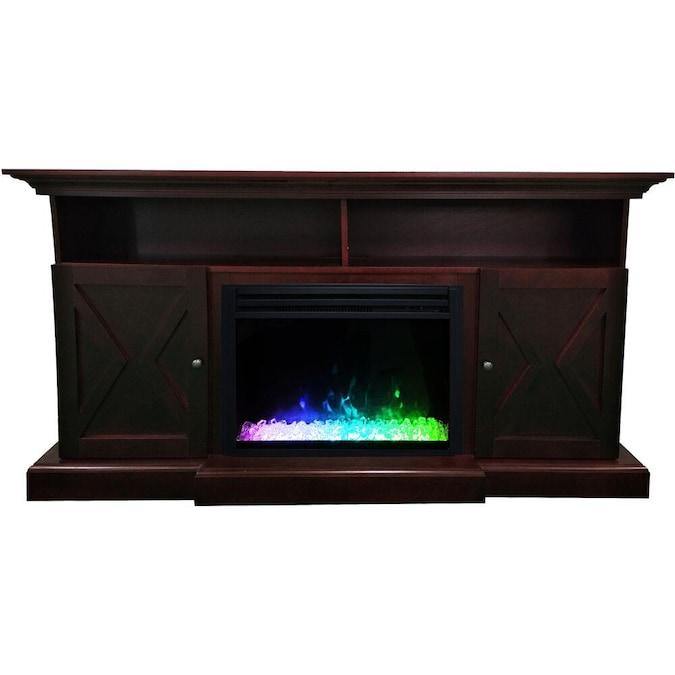 Cambridge 62-in. Summit Farmhouse Style Electric Fireplace Mantel with Deep Crystal Insert, Mahogany _ CAM6215-1MAHCRS