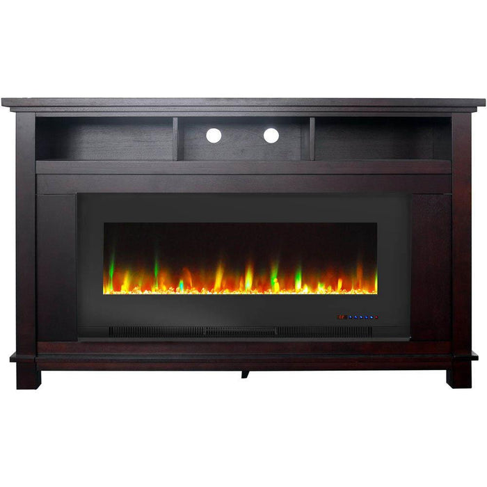 Cambridge San Jose Electric Fireplace TV Stand in Black with Color-Changing LED Fireplace Heater and Crystal Rock Display _ CAM5735-1BLK