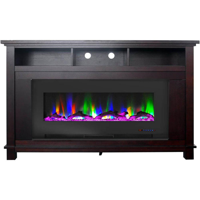 Cambridge San Jose Fireplace Entertainment Stand in Black with 50" Color-Changing Fireplace Insert and Driftwood Log Display _ CAM5735-2BLK