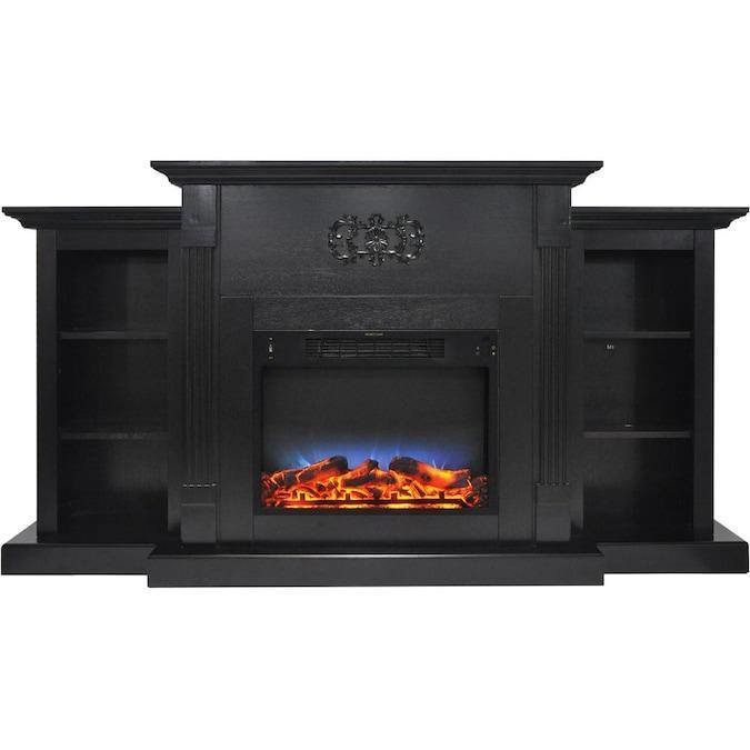 Cambridge Sanoma 72 In. Electric Fireplace in Cherry with Bookshelves and a Multi-Color LED Flame Display _ CAM7233-1CHRLED