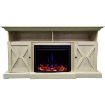 Cambridge 62-in. Summit Farmhouse Style Electric Fireplace Mantel with Deep Log Insert, Mahogany - CAM6215-1MAHLG3