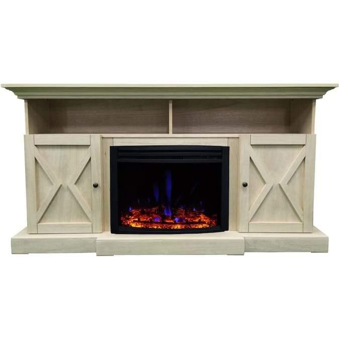 Cambridge 62-in. Summit Farmhouse Style Electric Fireplace Mantel with Deep Log Insert, Mahogany _ CAM6215-1MAHLG3