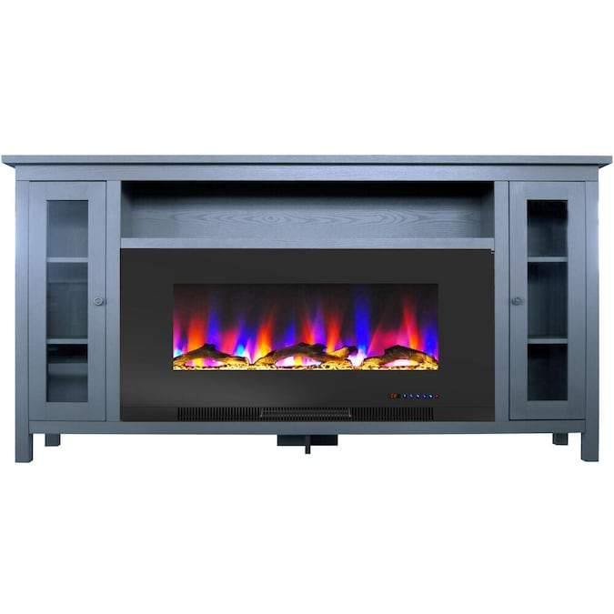 Cambridge Somerset 70-In. Electric Fireplace TV Stand with Multi-Color LED Flames, Driftwood Log Display, and Remote Control _ CAM6938-2MAH