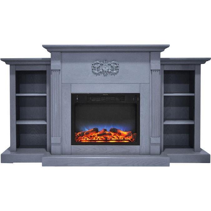 Cambridge Sanoma 72 In. Electric Fireplace in Cherry with Bookshelves and a Multi-Color LED Flame Display _ CAM7233-1CHRLED