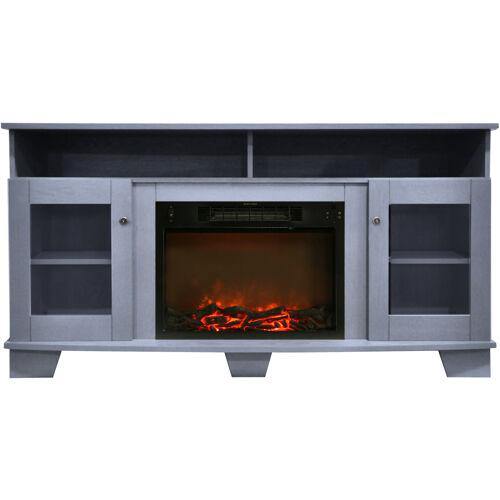 Cambridge Savona 59 In. Electric Fireplace in Cherry with Entertainment Stand and Multi-Color LED Flame Display,