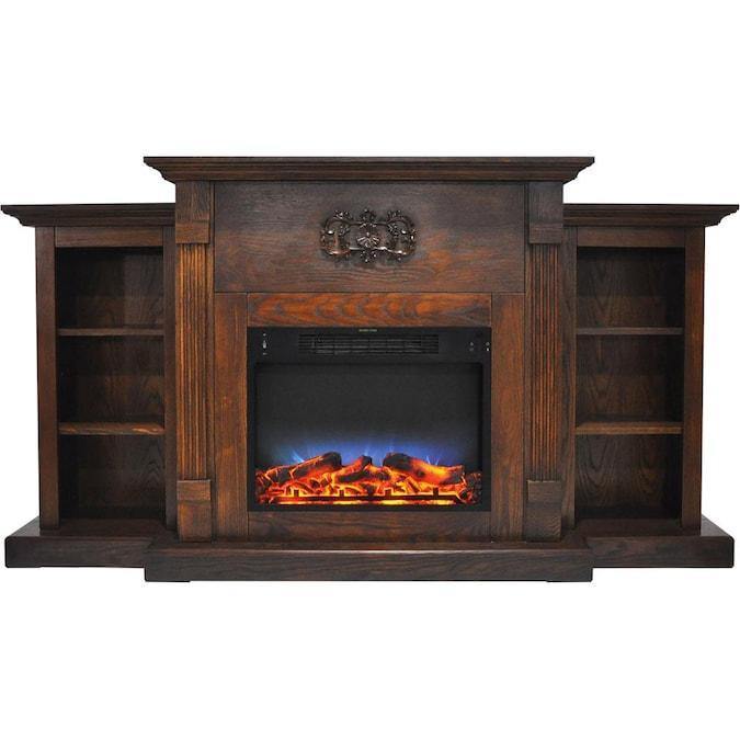 Cambridge Sanoma 72 In. Electric Fireplace in Cherry with Bookshelves and a Multi-Color LED Flame Display _ CAM7233-1CHRLED