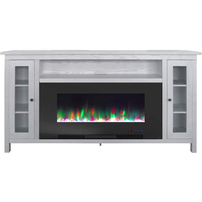 Cambridge Somerset 70-In. Black Electric Fireplace TV Stand with Multi-Color LED Flames, Crystal Rock Display, and Remote Control _ CAM6938-1COF