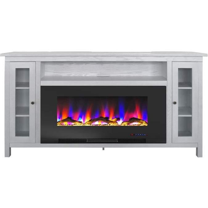 Cambridge Somerset 70-In. Electric Fireplace TV Stand with Multi-Color LED Flames, Driftwood Log Display, and Remote Control _ CAM6938-2MAH