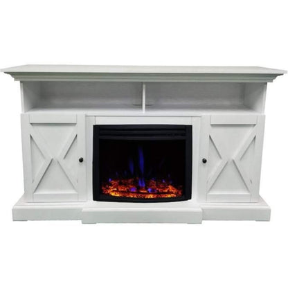 Cambridge 62-in. Summit Farmhouse Style Electric Fireplace Mantel with Deep Log Insert, Mahogany - CAM6215-1MAHLG3