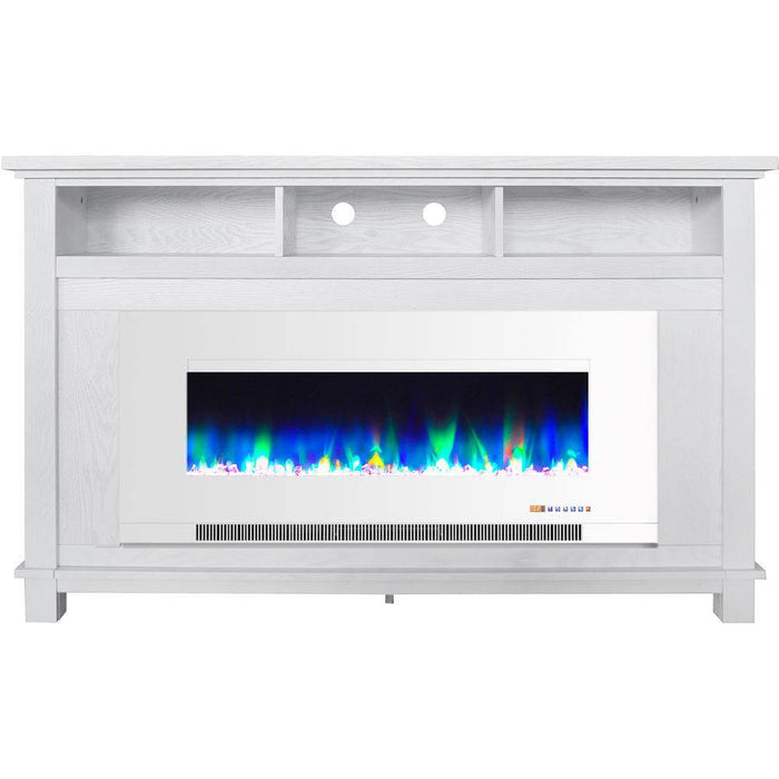 Cambridge San Jose Electric Fireplace TV Stand in Black with Color-Changing LED Fireplace Heater and Crystal Rock Display _ CAM5735-1BLK