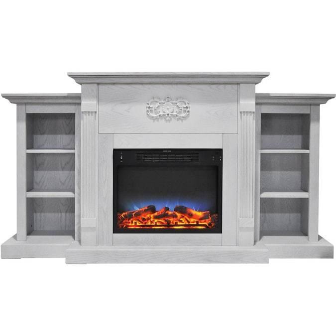 Cambridge Sanoma 72 In. Electric Fireplace in Cherry with Bookshelves and a Multi-Color LED Flame Display _ CAM7233-1CHRLED