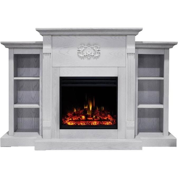 Cambridge Sanoma Electric Fireplace Heater with 72-In. Cherry Mantel, Bookshelves, Enhanced Log Display, Multi-Color Flames, and Remote _ CAM7233-1CHRLG3