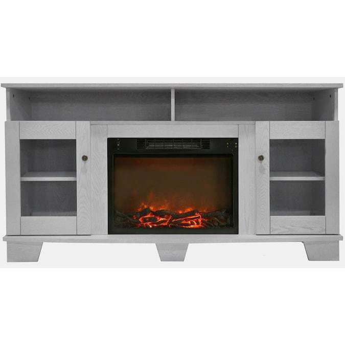 Cambridge Savona 59 In. Electric Fireplace in Mahogany with Entertainment Stand and Charred Log Display _ CAM7233-1CHR