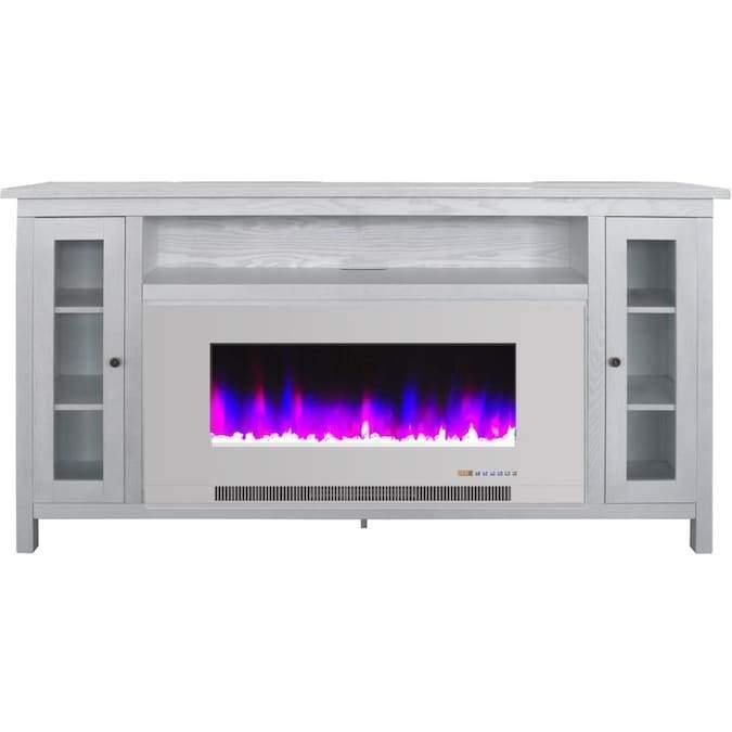 Cambridge Somerset 70-In. Black Electric Fireplace TV Stand with Multi-Color LED Flames, Crystal Rock Display, and Remote Control _ CAM6938-1COF