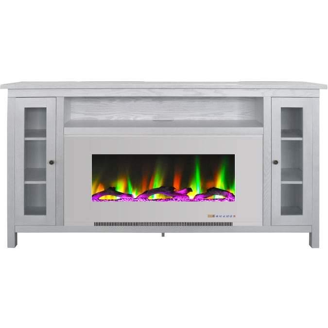 Cambridge Somerset 70-In. Electric Fireplace TV Stand with Multi-Color LED Flames, Driftwood Log Display, and Remote Control _ CAM6938-2MAH