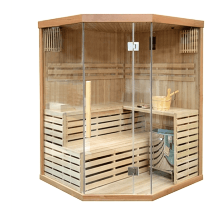 Aleko Sauna's Canadian Hemlock Indoor Wet Dry Sauna - 4 Person - 4.5 kW Heater