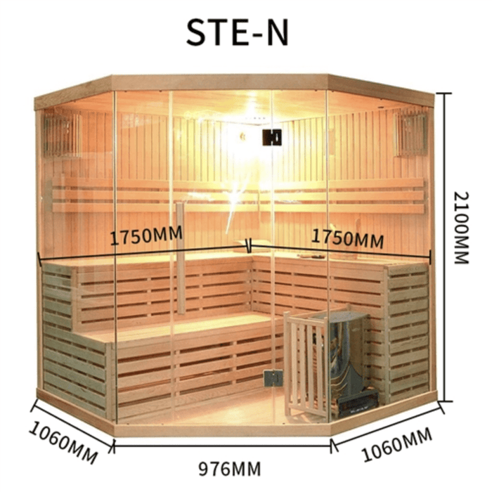 Aleko Sauna's Canadian Hemlock Indoor Wet Dry Sauna - 4 Person - 4.5 kW Heater