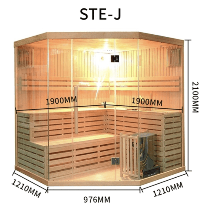 Aleko Sauna's Canadian Hemlock Indoor Wet Dry Sauna - 6 kW - 5 to 6 Person