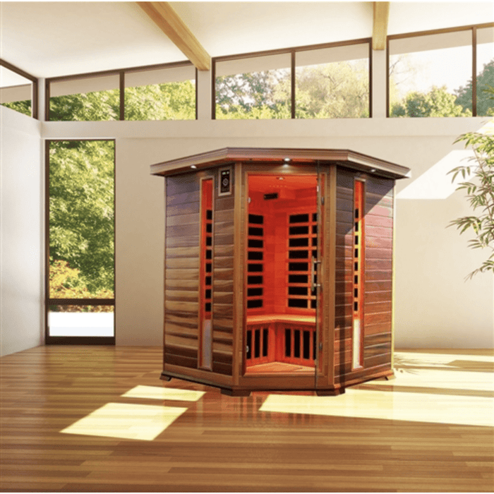 Aleko Sauna's Canadian Red Cedar Indoor Dry Infrared Sauna - 8 Carbon Fiber Heaters - 3 to 4 Person