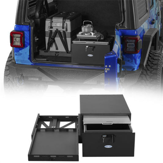Hooke Road Trunk Cargo Drawer & Fridge Mount for 15-25 Jeep Wrangler JK Wrangler JL & Ford Bronco 21-25 4-Door - HE.2124-S