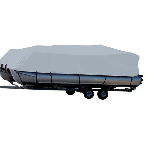 Carver Sun-DURA Styled-to-Fit Boat Cover f/26.5' Pontoons w/Bimini Top & Partial Rails - Grey - 77626S-11