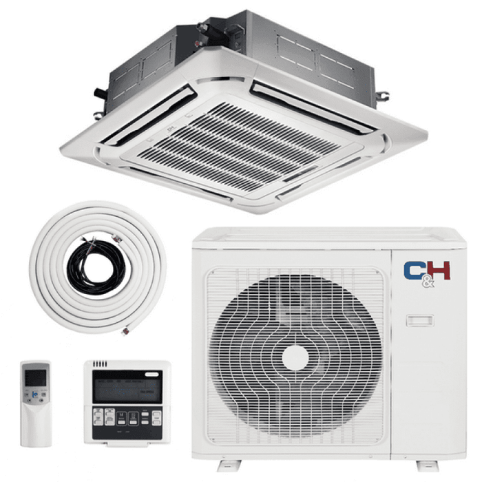 Cooper & Hunter 18,000 BTU 230V 20.8 SEER Ceiling Cassette Ductless Mini Split Air Conditioner 1.5 TON Heat Pump, Sophia Series + Installation Kit Option - CH-18MSPHCT-230VI/NO KIT