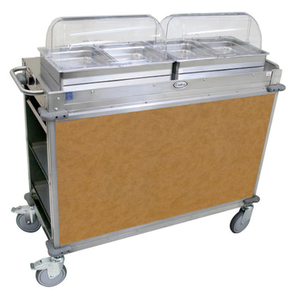 Cadco CBC-HH-L1 Electric MobileServ Hot Food Buffet Cart with 2 Buffet Servers - CDCBCHHL1