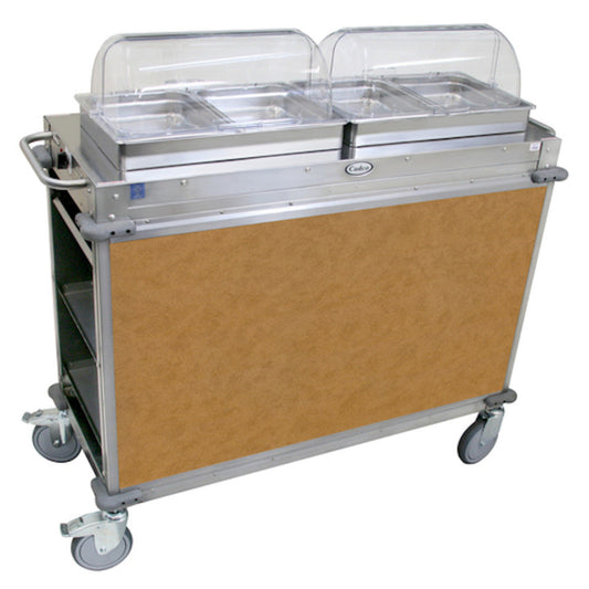 Cadco CBC-HH-L1 Electric MobileServ Hot Food Buffet Cart with 2 Buffet Servers - CDCBCHHL1