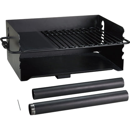 Pilot Rock Jumbo Park Style Steel Outdoor BBQ Charcoal Grill and Post, Black - 253217