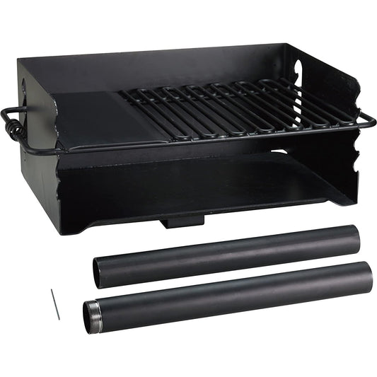 Pilot Rock Jumbo Park Style Steel Outdoor BBQ Charcoal Grill and Post, Black - 253217