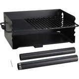 Pilot Rock Jumbo Park Style Steel Outdoor BBQ Charcoal Grill and Post, Black - 253217