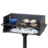 Pilot Rock Jumbo Park Style Steel Outdoor BBQ Charcoal Grill and Post, Black - 253217