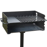 Pilot Rock Jumbo Park Style Steel Outdoor BBQ Charcoal Grill and Post, Black - 253217