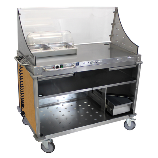 Cadco CBC-DC-L1 Large Mobile Demo/Sampling Cart Full Size Buffet Server with Open Cabinet Base - CDCBCDCL1