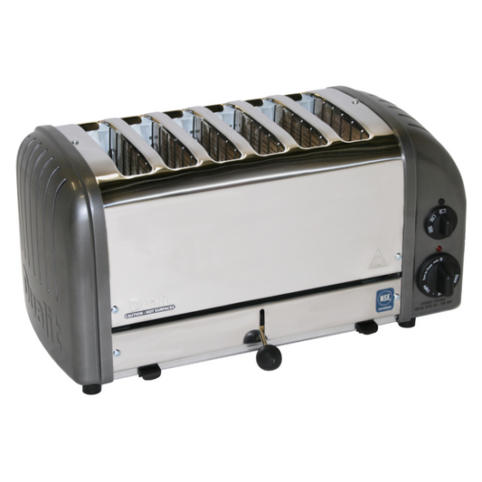 Cadco CTW-6M(220) Pop-Up Toaster with Metallic Grey Aluminum End Panels - 220V - CDCTW6M220