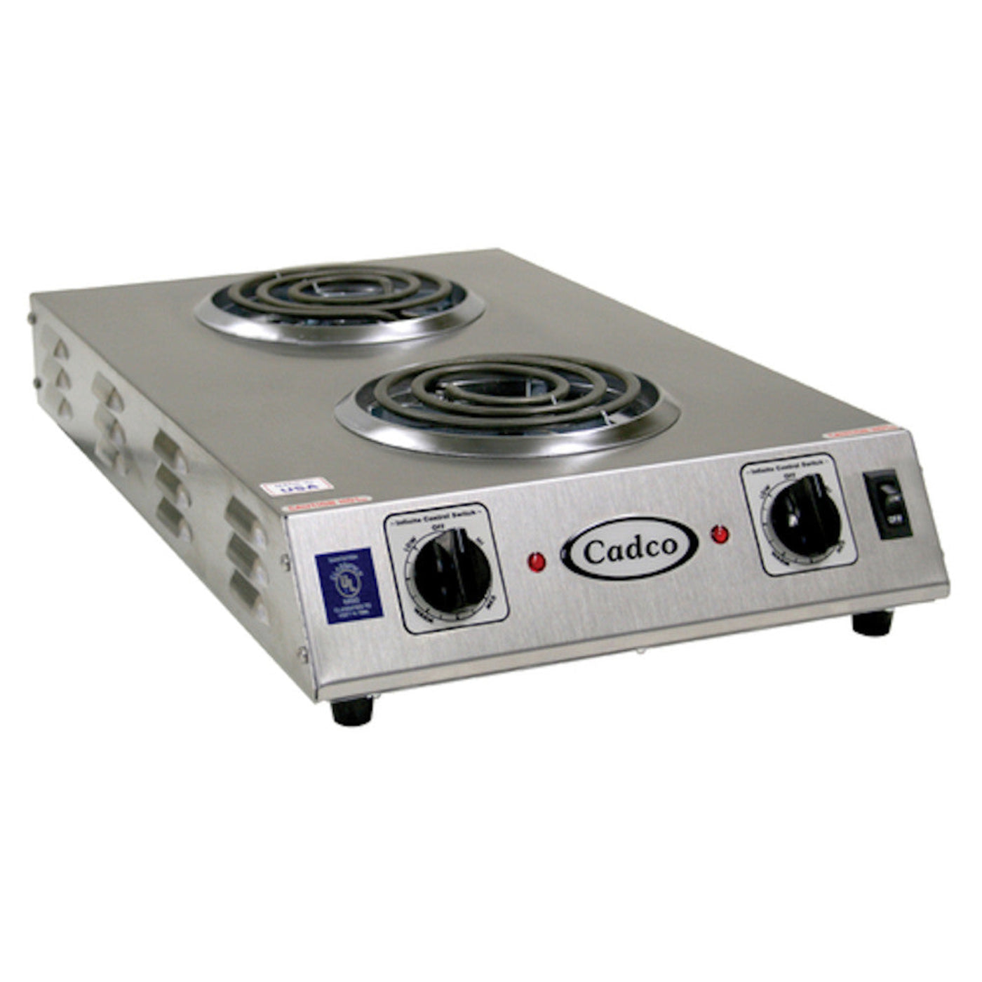 Cadco CDR-1TFB Front-to-Back Two Burner Electric Portable Hot Plate - CDCDR1TFB