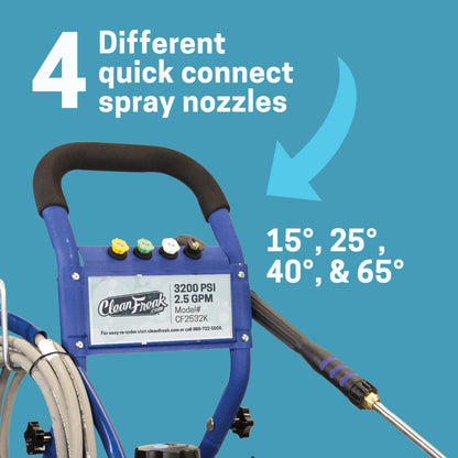 CleanFreak 2.5 GPM Pressure Washer w/ 6.5 HP Kohler SH256 Engine (Gas) - 3,200 PSI - WET-CF2532K