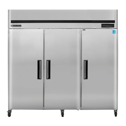 Maxx Cold 81" Triple Door Reach-In Freezer, 72 cu. ft., Top Mount, Energy Star, Stainless Steel - MCFT-72FDHC