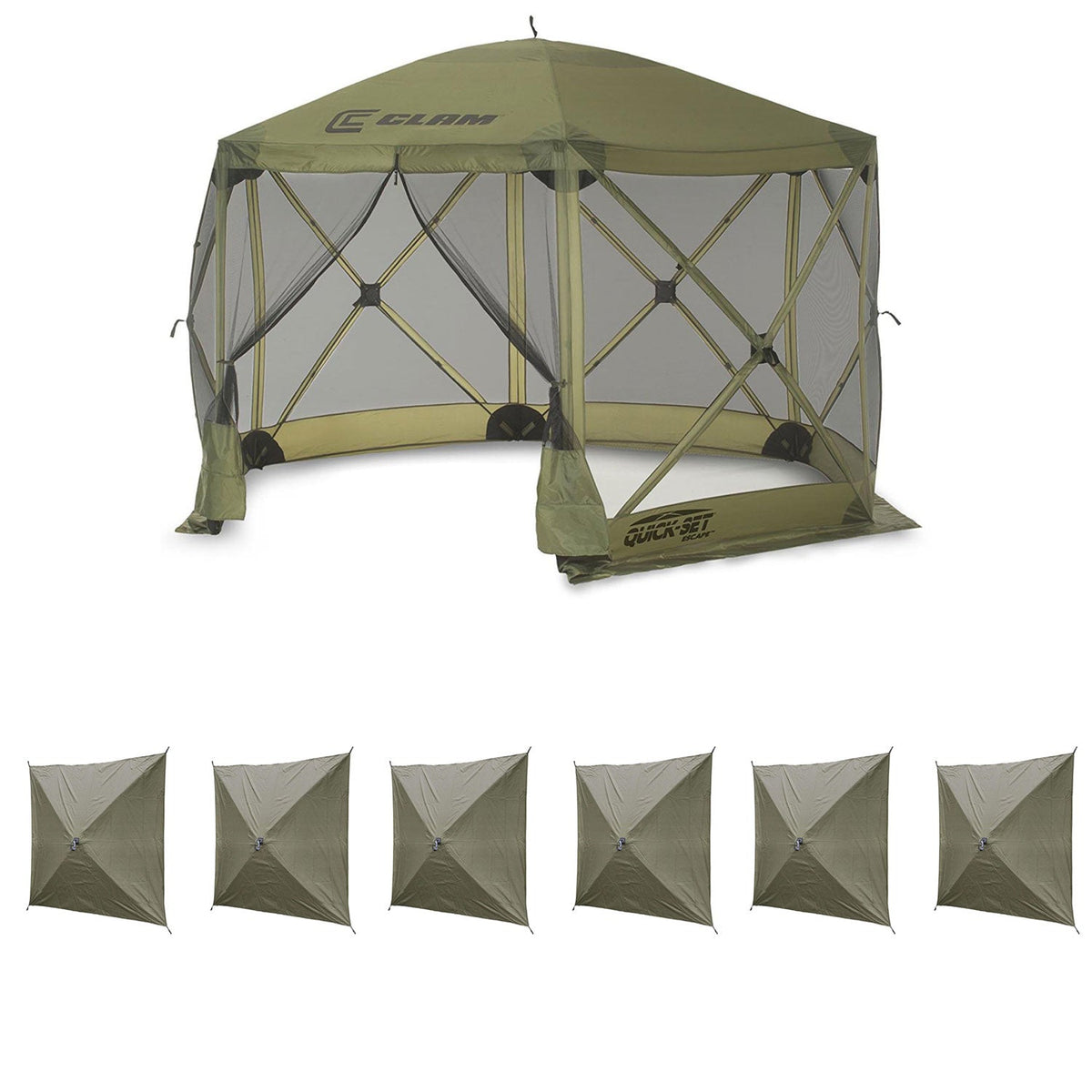 Clam Quick Set Escape Portable Canopy Shelter with Wind and Sun Panels (6 pack) - 149119