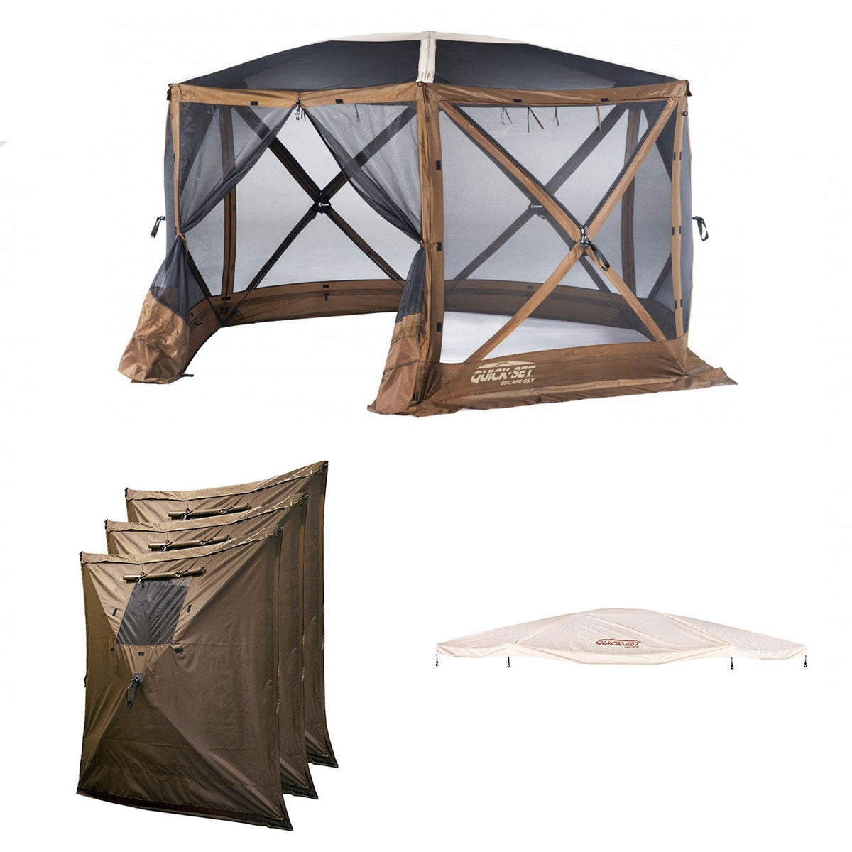 Clam Quick Set Escape Sky Screen Portable Gazebo, Wind and Sun Panels, Rain Fly - 149210