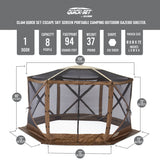 Clam Quick Set Escape Sky Screen Portable Camping Outdoor Gazebo Shelter, Brown - 129888