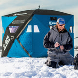 CLAM X-500 Portable 9 Ft 5 Person Lookout Ice Fishing Thermal Hub Shelter Tent - 320781