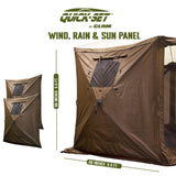 CLAM Portable Outdoor Camping Canopy, Brown + Clam Quick Set Wind and Sun Panels - 149353