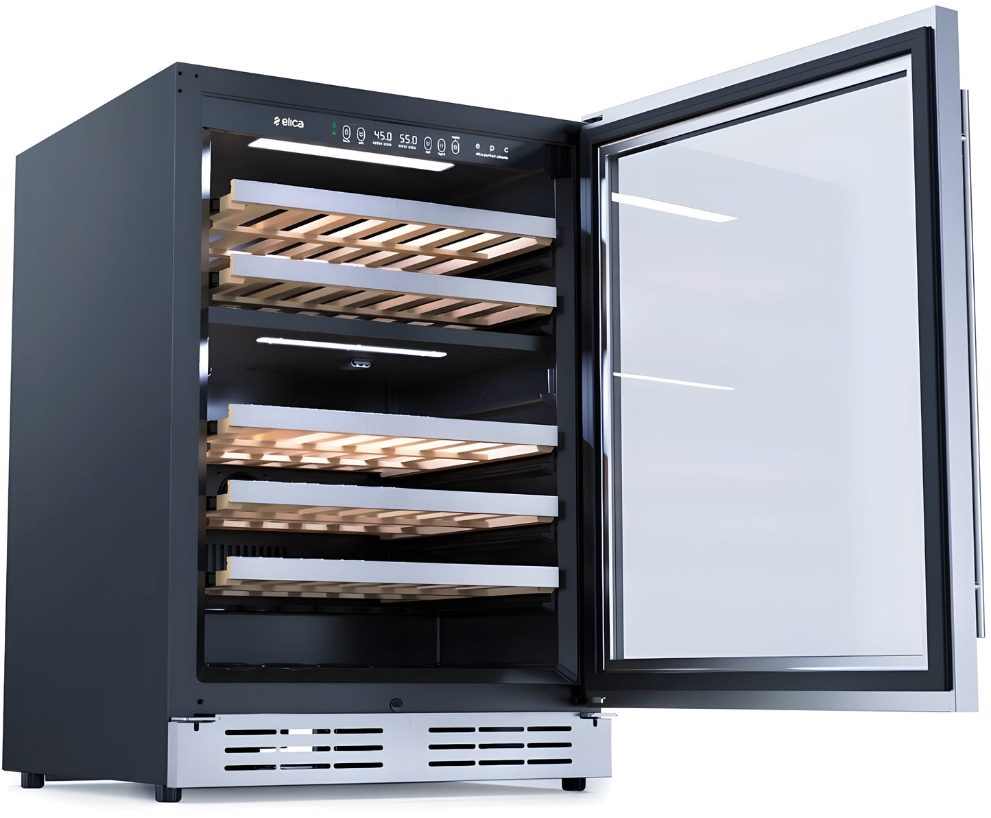 Elica -  Single Door, Dual Zone, Wine Cellar, 23 7/16" W x 22 7/16" D x 33-34" H, 4.8 cu/ft   - Undercounter Refrigerator | EWS52SS1