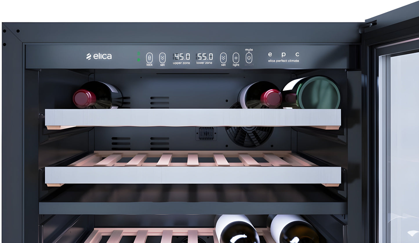 Elica -  Single Door, Dual Zone, Wine Cellar, 23 7/16" W x 22 7/16" D x 33-34" H, 4.8 cu/ft   - Undercounter Refrigerator | EWS52SS1